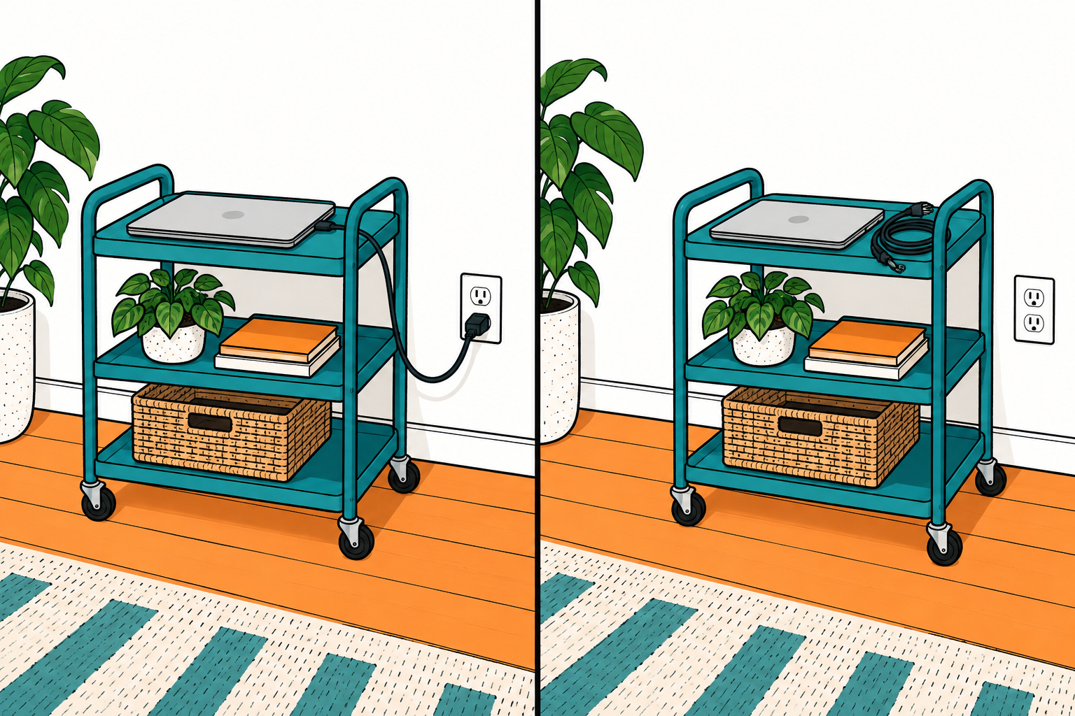Rolling Charging Cart: Plan the Wall Connection Before You Move It