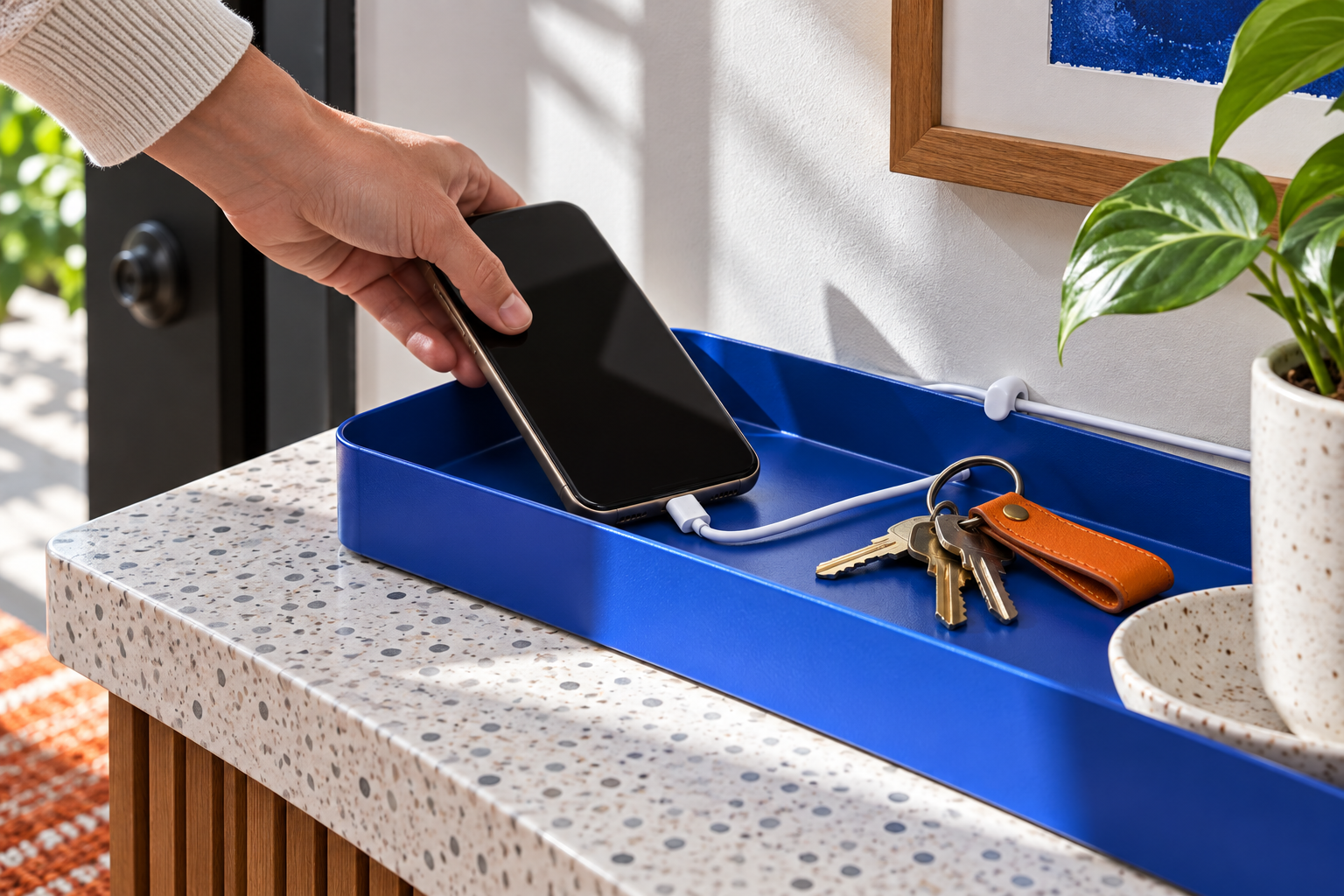 Entryway Charging Station: Plan the Cords Before the Decor