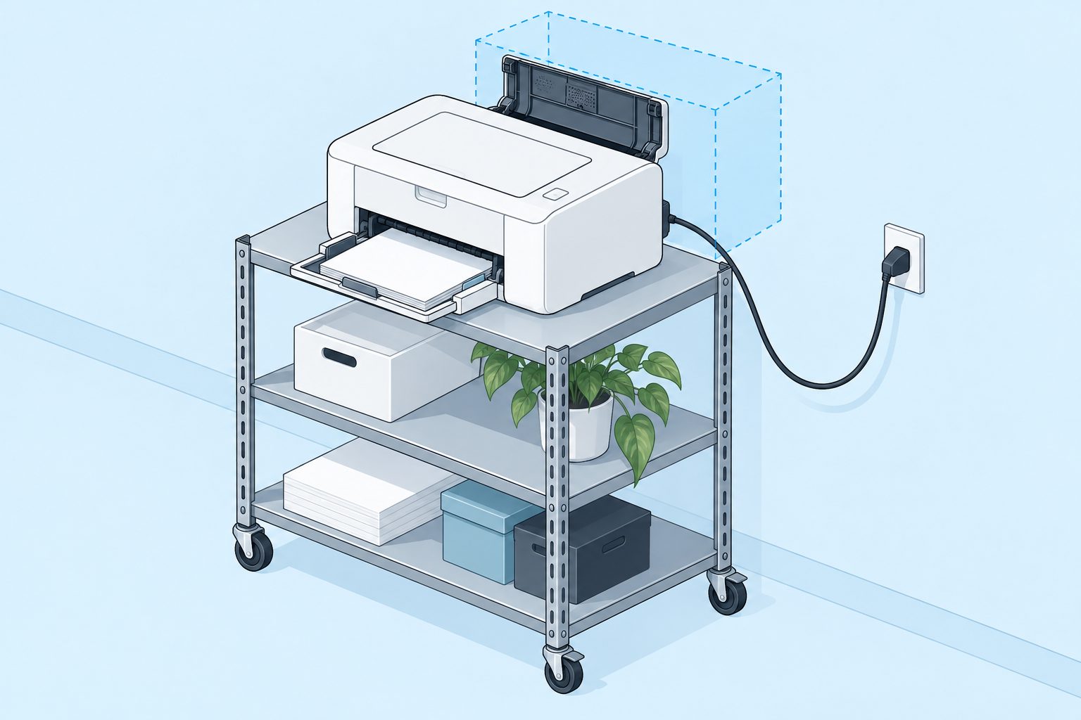 Printer Station Cable Management That Leaves Room for Paper Jams